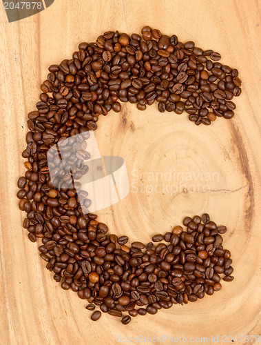 Image of Letter C, alphabet from coffee beans
