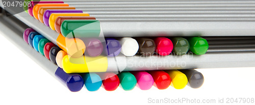 Image of Lasagna of many different color pencils