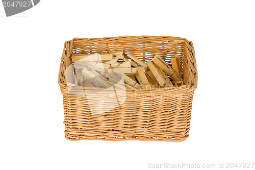 Image of Basket with wooden clothespins