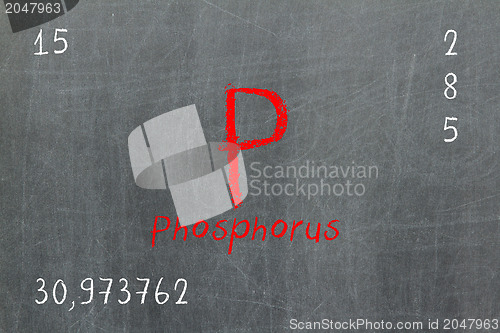 Image of Isolated blackboard with periodic table, Phosphorus