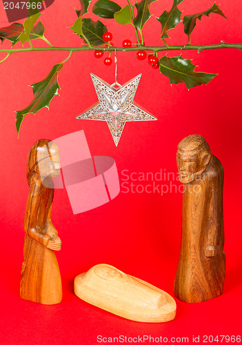 Image of Scene of the Christmas crib, made of wood