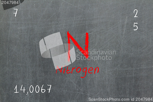 Image of Isolated blackboard with periodic table, Nitrogen