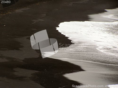 Image of waves on black beach in Iceland