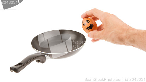 Image of Scared egg, waiting to be fried in a pan