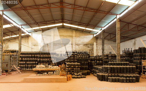 Image of Pottery waiting to be sold at a factory