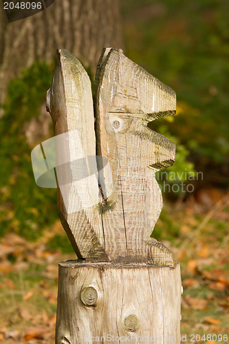 Image of Carving of a wooden squirrel