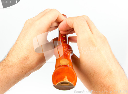 Image of Wooden recorder (block flute) isolated