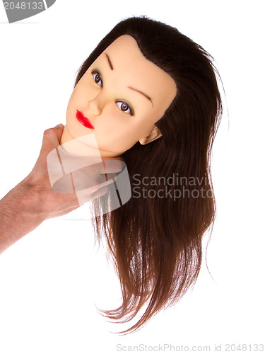 Image of Hand holding a puppet (hair styling)