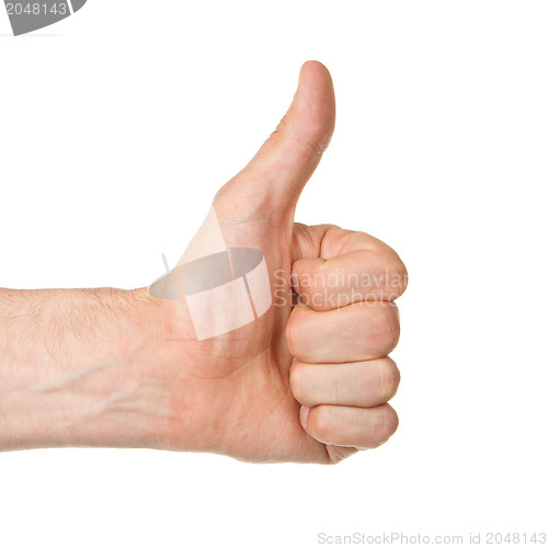 Image of Image of a mans hand showing thumb up