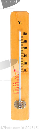 Image of The thermometer made of wood isolated