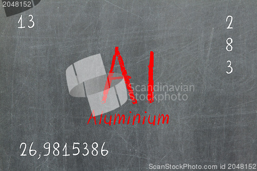 Image of Isolated blackboard with periodic table, Aluminium