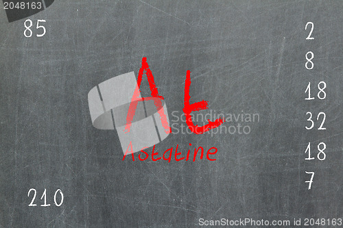 Image of Isolated blackboard with periodic table, Astatine