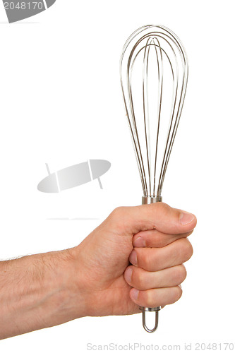 Image of Metal whisk on white background