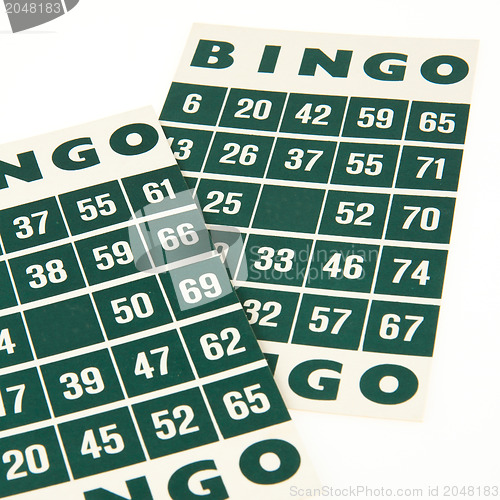 Image of Green bingo cards isolated