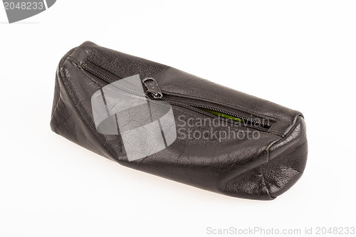 Image of Black leather pencil case