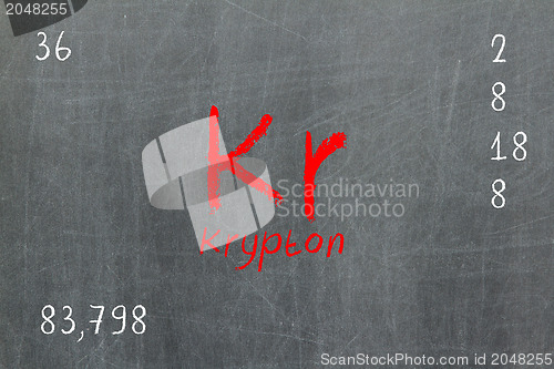 Image of Isolated blackboard with periodic table, Krypton