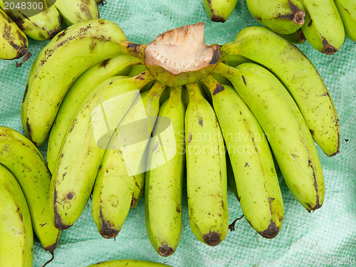 Image of Green banana for sale on a Vietnamese market