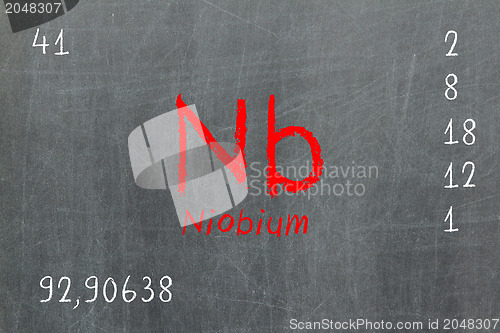 Image of Isolated blackboard with periodic table, Niobium