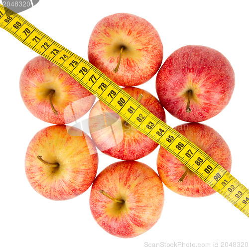 Image of Red apples with a yellow tape-measure