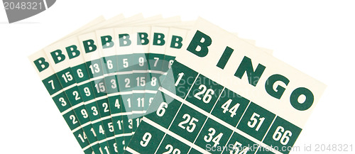 Image of Green bingo cards isolated