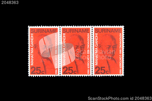 Image of SURINAME - CIRCA 1960: Stamps printed by Suriname, shows Mahatma