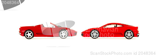 Image of Two toy cars, red sportscars