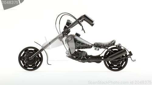 Image of Mini motorcycle made from wire and different motorcycle parts