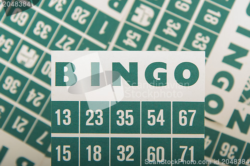 Image of Green bingo cards isolated 