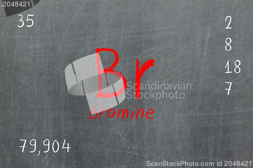 Image of Isolated blackboard with periodic table, Bromine