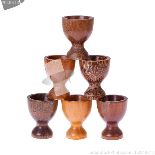 Image of Set of different  wooden egg cups