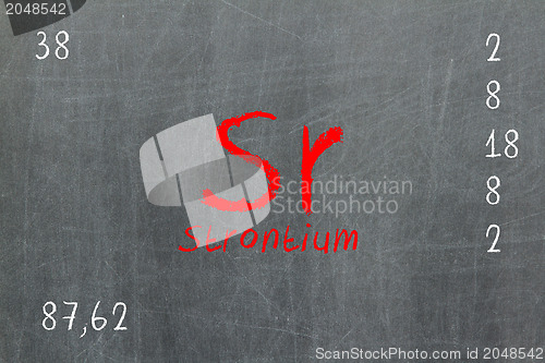 Image of Isolated blackboard with periodic table, Strontium