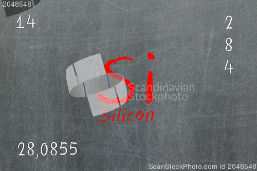 Image of Isolated blackboard with periodic table, Silicon