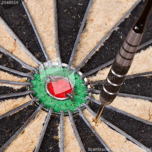 Image of Close-up of a very old dartboard