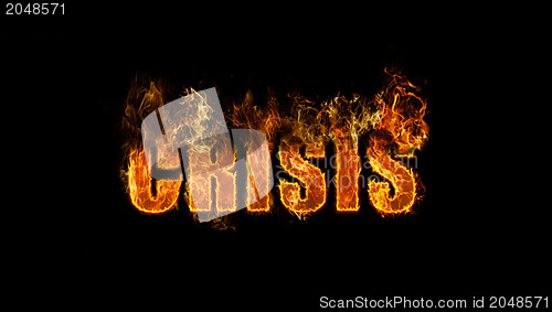 Image of The word crisis burning