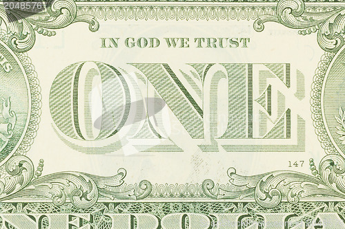 Image of Close-up of an one dollar bills