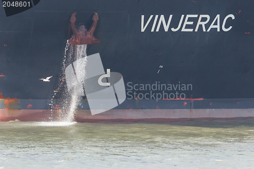 Image of Bow of the oil tanker with anchor 