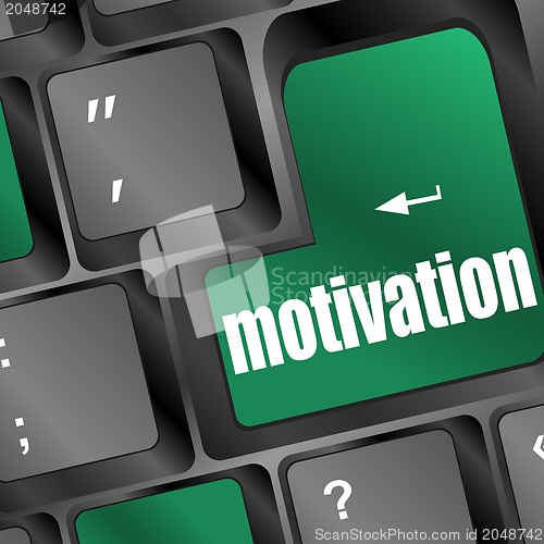 Image of Computer keyboard - green key motivation, business concept
