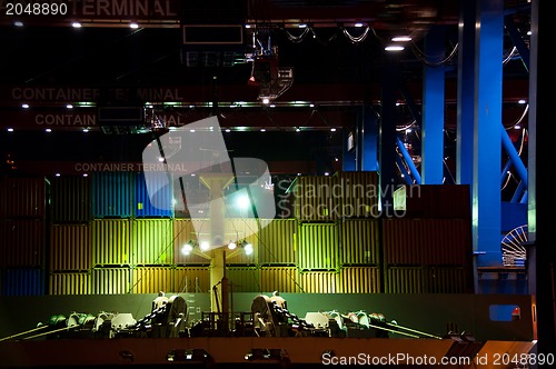 Image of Container Ship By Night