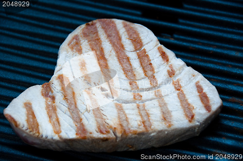 Image of Tuna Steak Cooking On A Grill