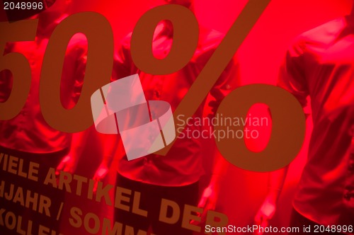 Image of Shop Window With 50% sales written in German