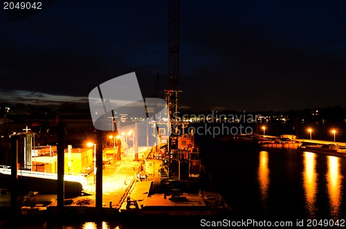 Image of Hamburg Harbour At Night