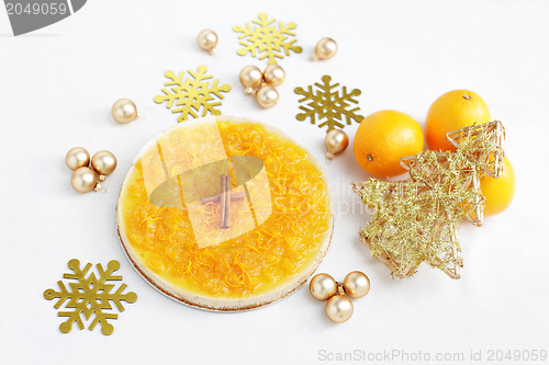 Image of cheesecake with oranges