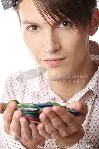 Image of Man with casino chips