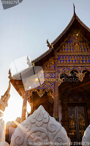 Image of Ancient buddhist temple in northern thailand with sun light