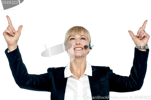 Image of Jubilant businesswoman celebrating her success