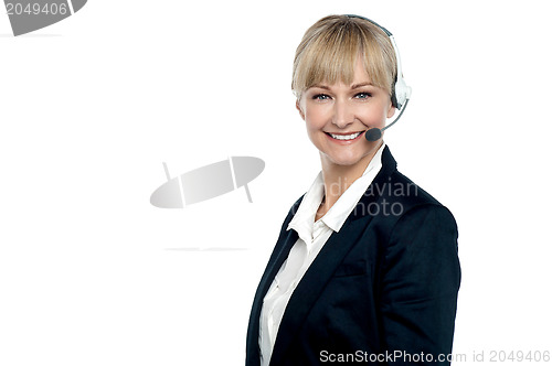 Image of Corporate telecaller smiling confidently