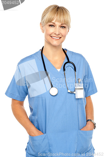 Image of Pretty medical professional posing casually