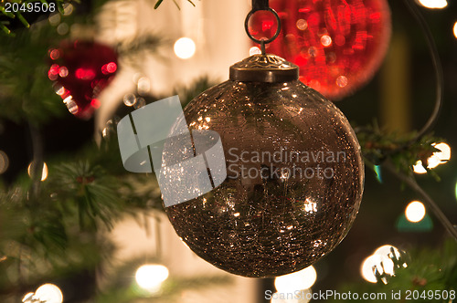 Image of Christmas Balls Hanging From Christmas Tree