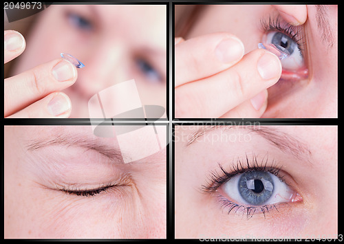 Image of Close up of inserting a contact lens