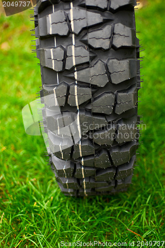 Image of Tire at green grass